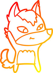 Obraz premium warm gradient line drawing friendly cartoon wolf
