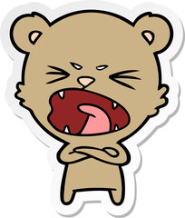 distressed sticker of a cartoon bear