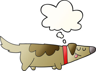 cartoon dog and thought bubble in smooth gradient style