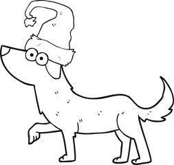 black and white cartoon dog