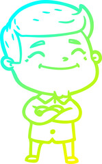 cold gradient line drawing happy cartoon man