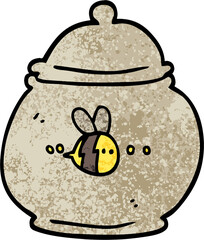 grunge textured illustration cartoon honey pot