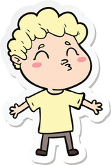 sticker of a cartoon man pouting