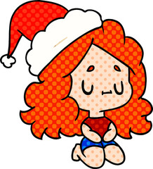 christmas cartoon of kawaii girl