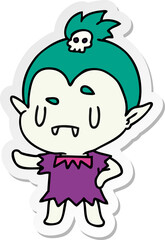 sticker cartoon kawaii of cute vampire girl