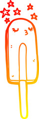 warm gradient line drawing cartoon ice lolly