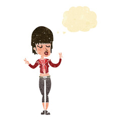 cartoon cool girl with thought bubble