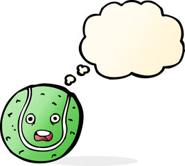 cartoon tennis ball with thought bubble