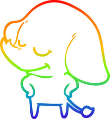 rainbow gradient line drawing cartoon smiling elephant