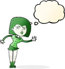 cartoon vampire girl with thought bubble