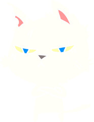 tough flat color style cartoon cat