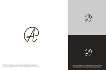 Initial Letter A Logo in Signature Style for business name. Handwritten Vector Logo