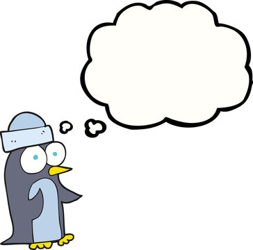 thought bubble cartoon penguin