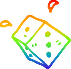 rainbow gradient line drawing cartoon rolling dice