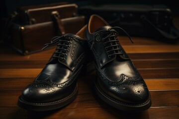Obraz na płótnie Canvas black leather shoes. Generative AI