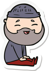 Obraz na płótnie Canvas sticker of a cartoon happy bearded man