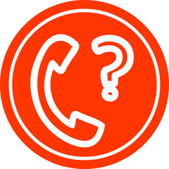 telephone handset with question mark circular icon