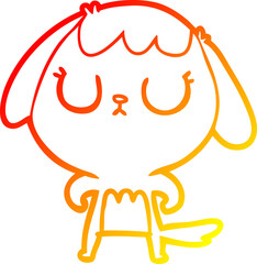 warm gradient line drawing cute cartoon dog
