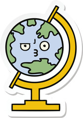 sticker of a cute cartoon globe of the world