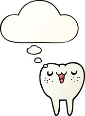 cartoon tooth and thought bubble in smooth gradient style