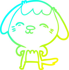 cold gradient line drawing happy cartoon dog