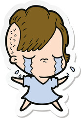 Obraz premium sticker of a cartoon crying girl