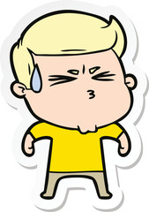 sticker of a cartoon frustrated man