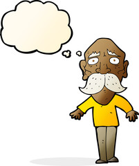 Fototapeta premium cartoon sad old man with thought bubble