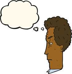 cartoon annoyed man with thought bubble