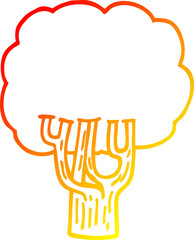 warm gradient line drawing cartoon blooming tree