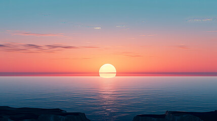 Minimalist Horizons, A Serene Sun and Sky Collection AI Generated
