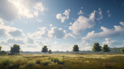 Obraz premium Minimalist Horizons, A Serene Sun and Sky Collection AI Generated 