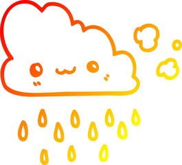 warm gradient line drawing cartoon storm cloud