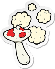 sticker of a cartoon toadstool mushroom