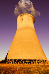 Nuclear power plant and cooling towers. View of  nuclear power plant with cooling towers. Abandoned...