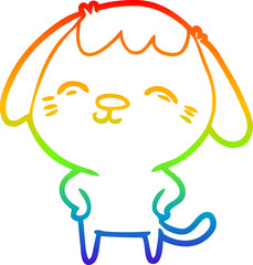 rainbow gradient line drawing happy cartoon dog
