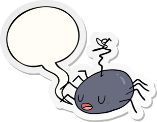 cartoon halloween spider and speech bubble sticker