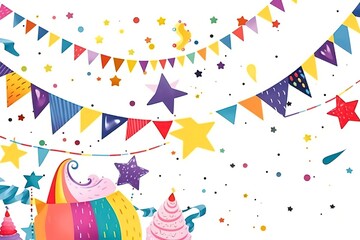 Obraz premium Celebration wish banner blank space for writing. Birthday Greetings, Generative AI