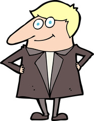 cartoon happy man in suit
