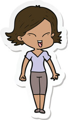 sticker of a happy cartoon girl