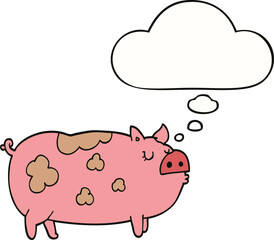 cartoon pig and thought bubble