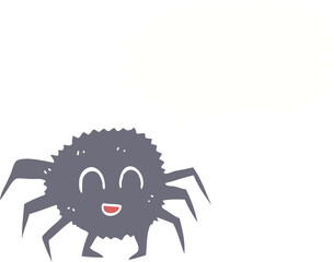 flat color illustration of a cartoon spider