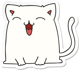 sticker of a quirky hand drawn cartoon cat