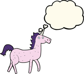 cartoon unicorn with thought bubble