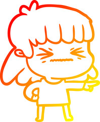 warm gradient line drawing cartoon woman