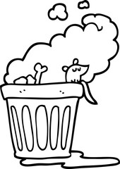 black and white cartoon smelly garbage can