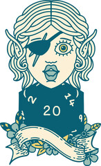 elf rogue with natural twenty dice roll illustration