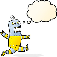 cartoon terrified robot with thought bubble