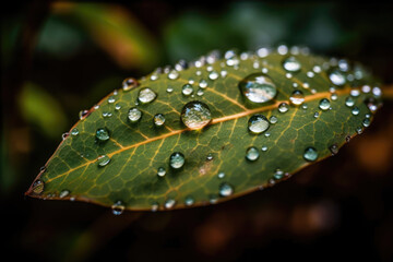 Rain drops on a leaf, Generative AI