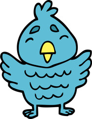 cartoon doodle blue bird